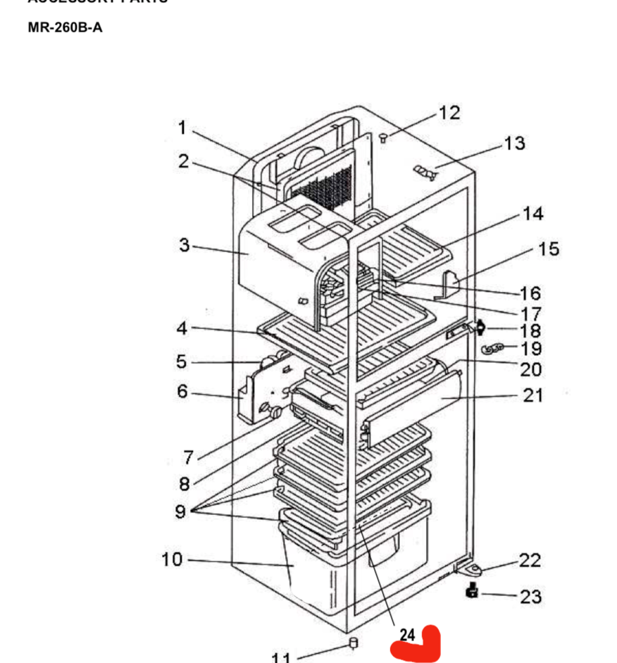 Mitsubishi Fridge Veggie bin Cover MR-260U, MR-260X, MR-260B, MR-260C, MR260G, M92468_description(1)