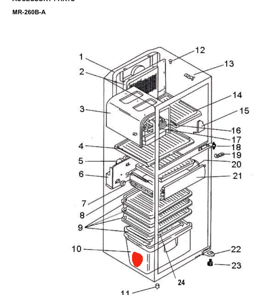 Mitsubishi Fridge Veggie bin MR-260U MR-260R MR-260X MR-260B MR-260 MR-260G MR-260T, *M42405, _description(1)