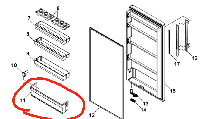 Haier Fridge door Bottle Shelf HTMR315wh, HTMR315SS, h23214057660,_description(1)