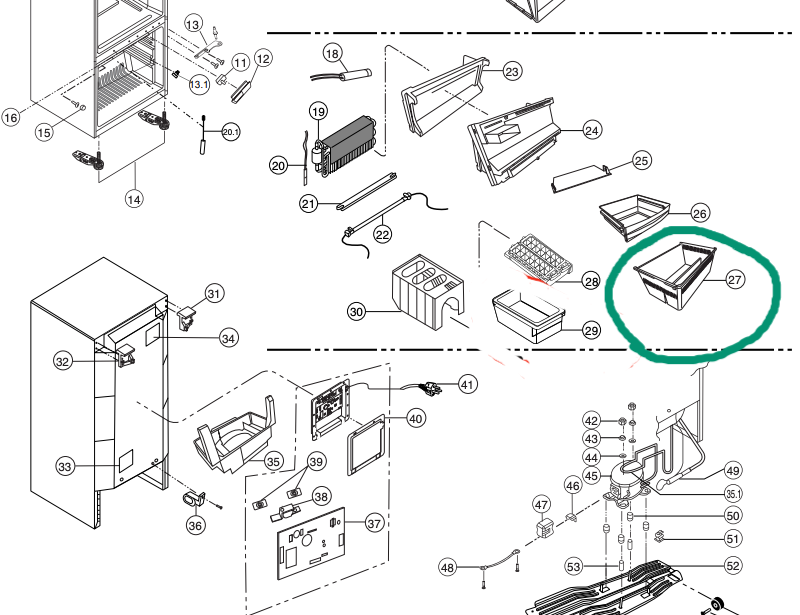Panasonic Freezer bin lower Bottom NR-BY552XSAU NR-BY552XWAU NR-BY602XSAU NRBY552XSAU NRBY552XWAU ***163820_description(1)