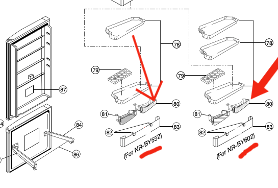 Panasonic Fridge Half Shelf Right Side NR-BY552XSAU NR-BY552XWAU, NR-BY602XSAU NR-BY602XWAU,_description(1)