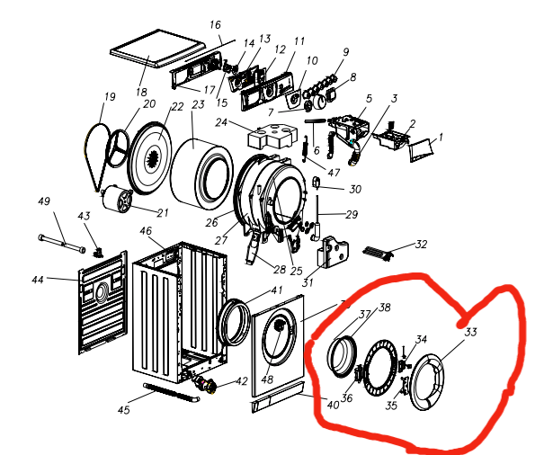 Whirlpool Washing Machine WF810W Door and none of the door Parts, No Longer Available ,_description(1)