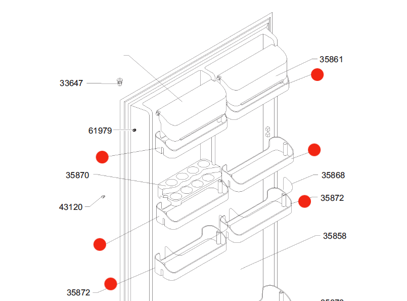 Smeg Fridge door Half Shelf Right or Left Middle pr Egg Shelf_description(1)