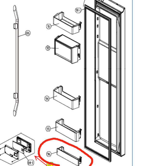 SMEG Fridge door lower shelf SR610x, SR610XBL, SR610NE, IST ONE FROM BOTTOM *58500_description(1)