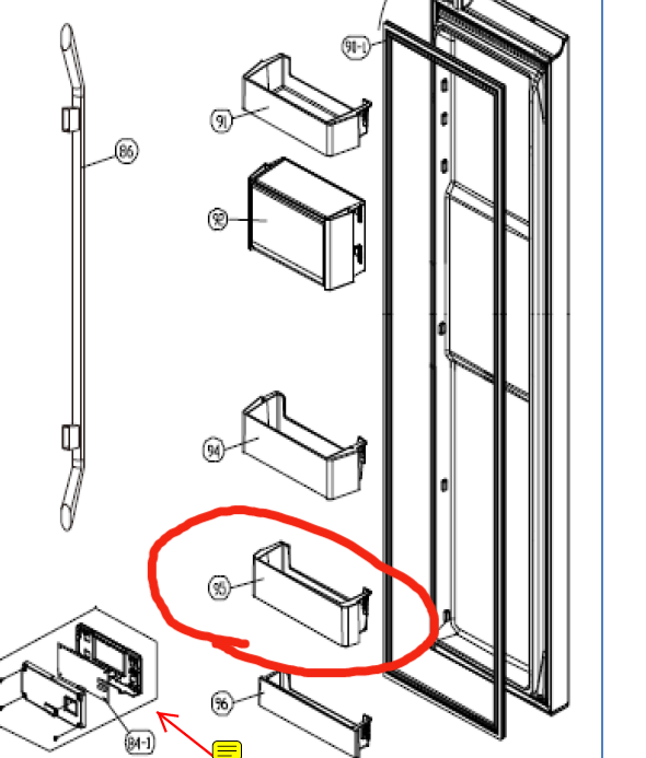 SMEG Fridge door lower shelf SR610x, SR610XBL, SR610NE, 2ND ONE FROM BOTTOM_description(1)