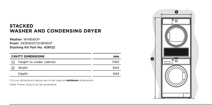 fisher paykel Haier Dryer and washing machine Stacking kit 428122_description(3)