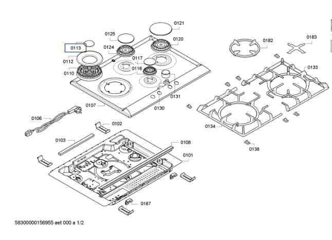 Bosch COOKTOP MIDDLE CAP BURNER OF WOK PCI815B91A,_description(1)