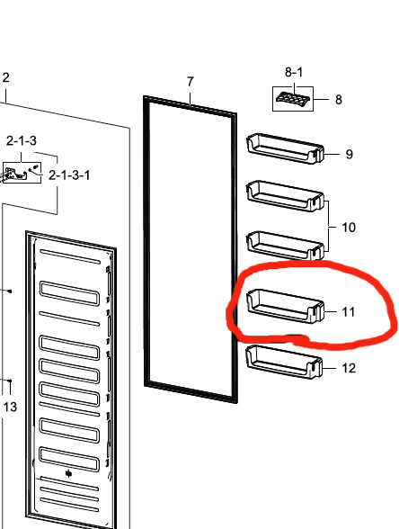samsung fridge door Bottle shelf 2nd shelf from bottom of door_description(1)