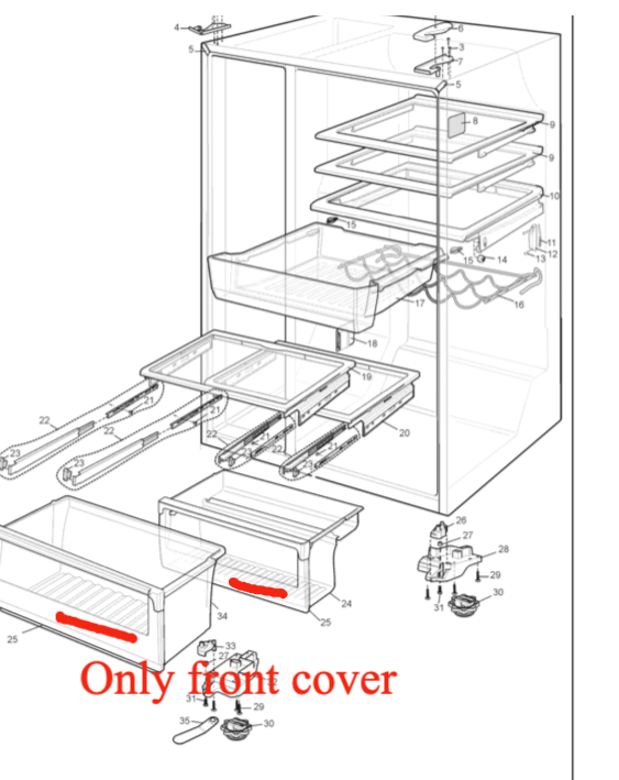 Westinghouse Electrolux Veggie Bin front Cover WSE6970SF, No longer available._description(1)