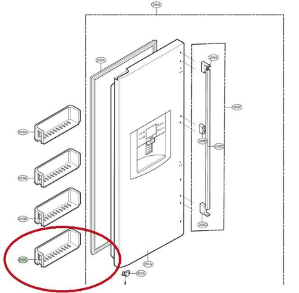 Lg Fridge side by side Door Shelf lower for Freezer side GC-L197NFS,_description(1)