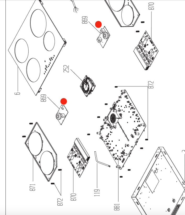 Beko and Euromaid induction cooktop power board pcb IHT60, PN 869,_description(1)