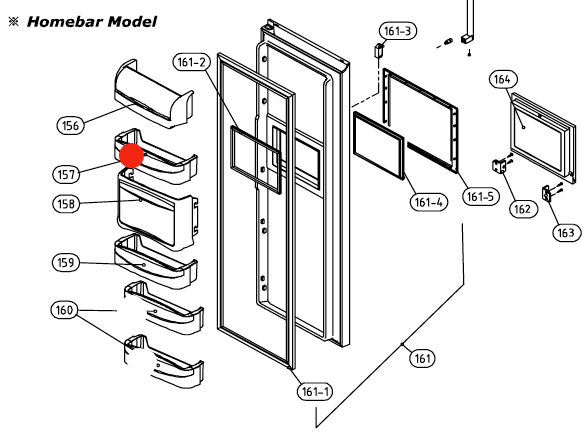 SMEG Fridge door 2nd shelf from top SR650XA, FA161MX, MIDDLE 2nd or 3rd SR660xa,*27250, _description(1)