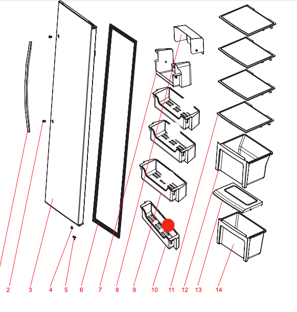Nouveau FRIDGE lowest shelf on door HC-698W, CLF580SS, HC-698WE, MSS580,_description(1)