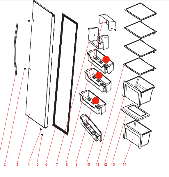 Nouveau FRIDGE Bottle shelf on door HC-698W, CLF580SS, HC-698WE, MSS580,_description(1)