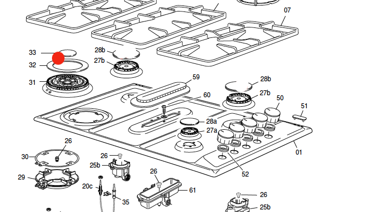 Delonghi DEGH90WF Oven Gas Hob Tap Diameter 0.62 wok burner triple burner,_description(1)