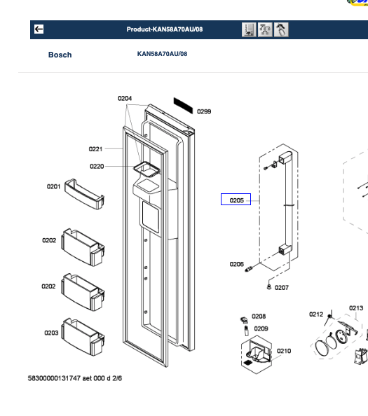 Bosch Freezer Door Handel KAN58A70AU/01,_description(1)