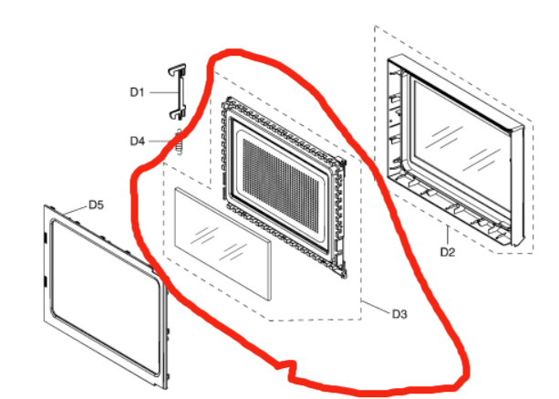 Panasonic Microwave Middle frame and glass Door NN-CF781S LU, NN-CF770M,_description(1)