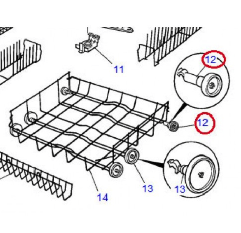 SIMPSON WESTINGHOUSE DISHWASHER LOWER basket wheel rear 52B850SF*01 ,_description(1)