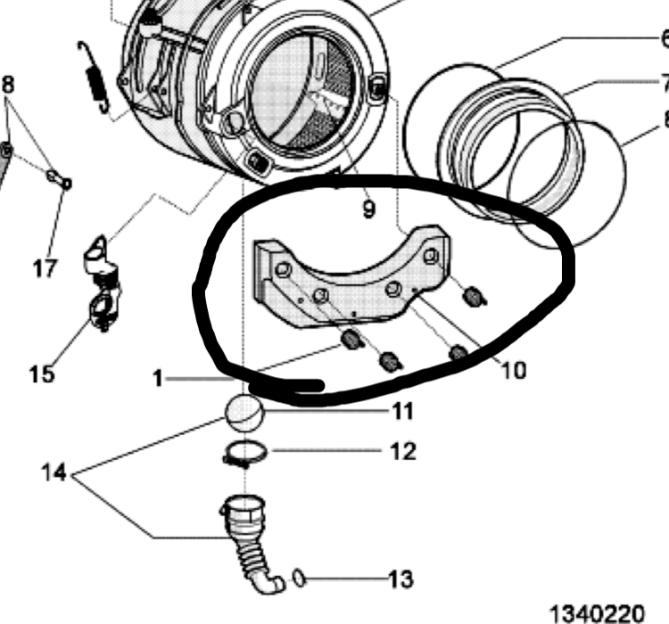 Indezit Ariston Washing Machine FRONT COUNTERWEIGHT - 13.4 KG-,_description(1)
