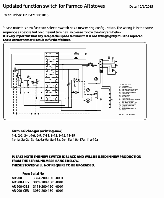 PARMCO Eurotech OVEN  switch Oven Selector switch AR600 F664TSE86, AR900, F965TFSE86, 8 plus O position._description(3)