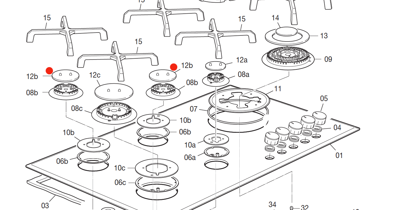 Delonghi Cooktop Burner Cap Semi Rapid degh90bg,_description(1)