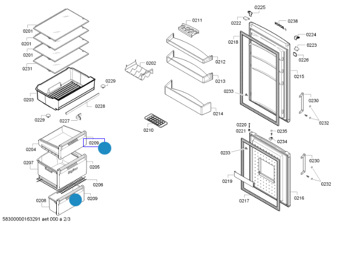 BOSCH freezer bin cover low and top draw KGN34VB20G,_description(1)