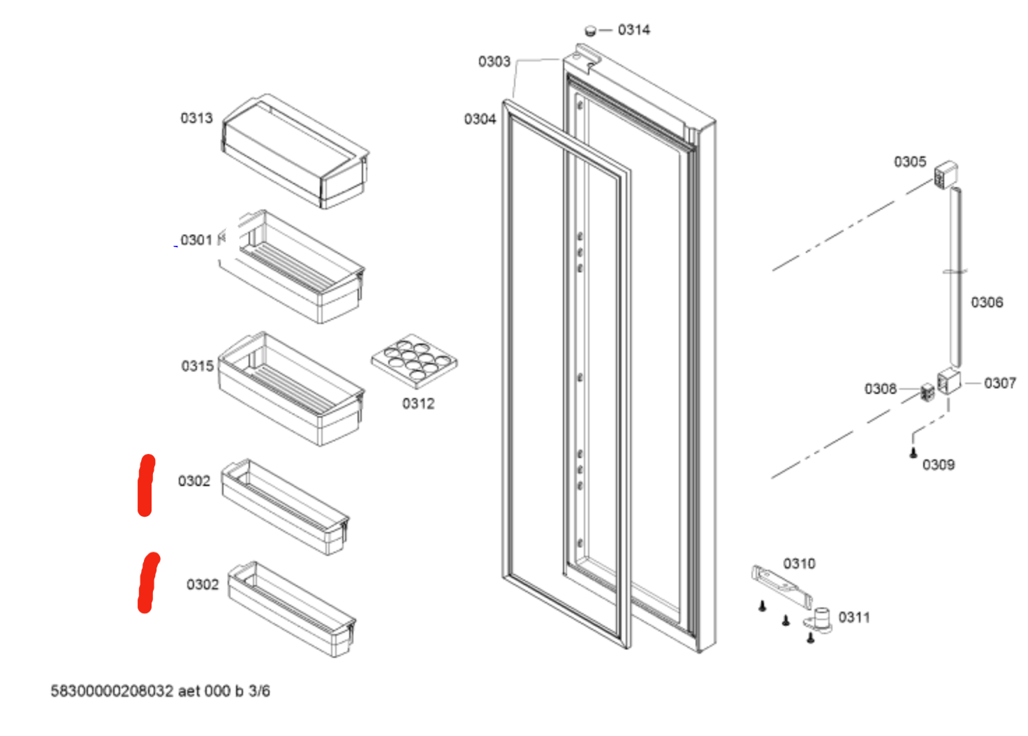 Bosch fridge 4th Or 5th shelf FROM TOP KAN92V130A, KAN92VI30A, **36980_description(1)