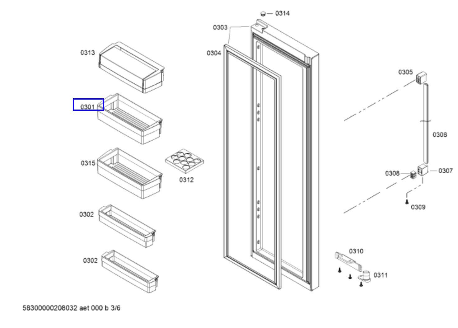 Bosch fridge 2ND shelf FROM TOP KAN92V130A, KAN92VI30A, *6979_description(1)