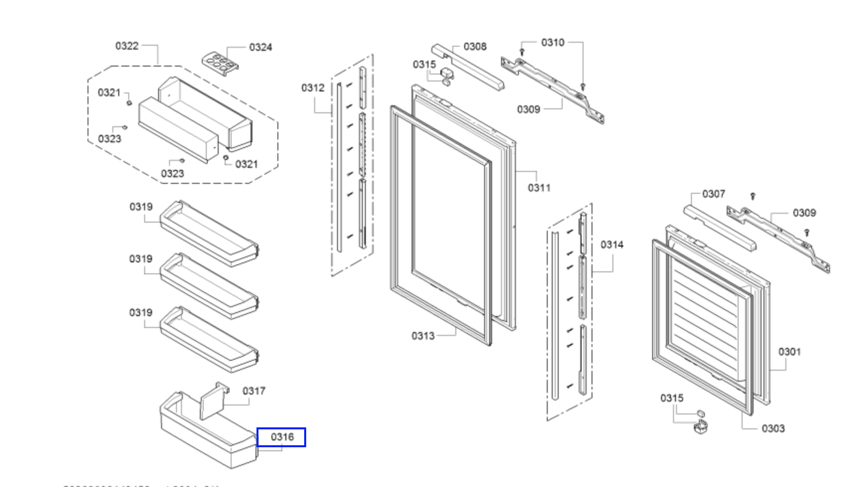Bosch fridge door bottle shelf KIN34P60AU,_description(1)