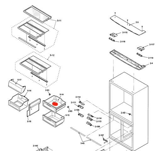 Electrolux fridge top right side section draw EQE6007SA-NAU, 934000002,_description(1)