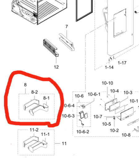 samsung fridge door Bottle shelf  LEFT SIDE 2nd from LOW SRF653CDLS, RF23HCEDBSR/SA,***14301A_description(1)