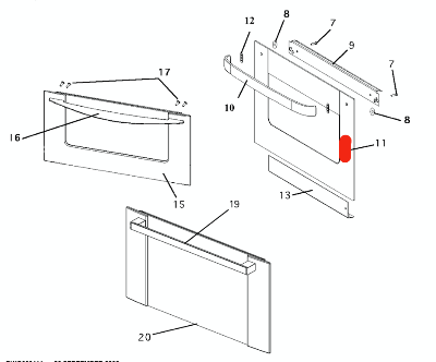 Fisher Paykel SMALLER Oven Door outer Glass B1602ED Silver, 87862, 80103-B, 80140-B, 84624-B, BI603ED, BI453E, BI603ED, _description(2)