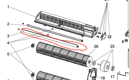 Mitsubishi AIRCON Vane Lower on upper window MFZ-KA50VA, MFZFB50VA  -A2, *3V040_description(1)