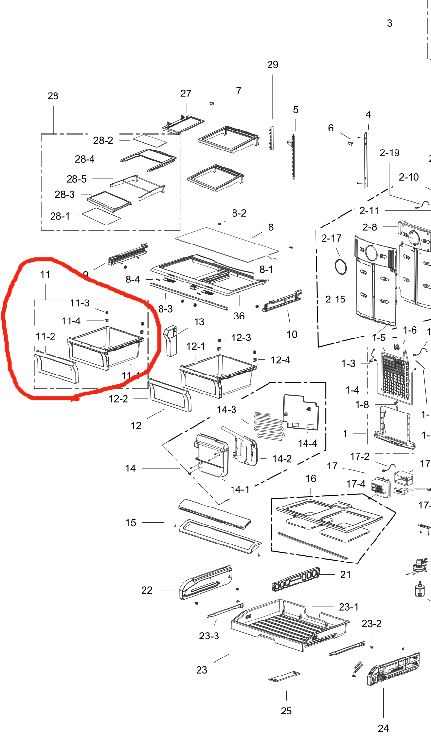 samsung fridge Veggie Bin LEFT SRF752DSS ,,_description(1)
