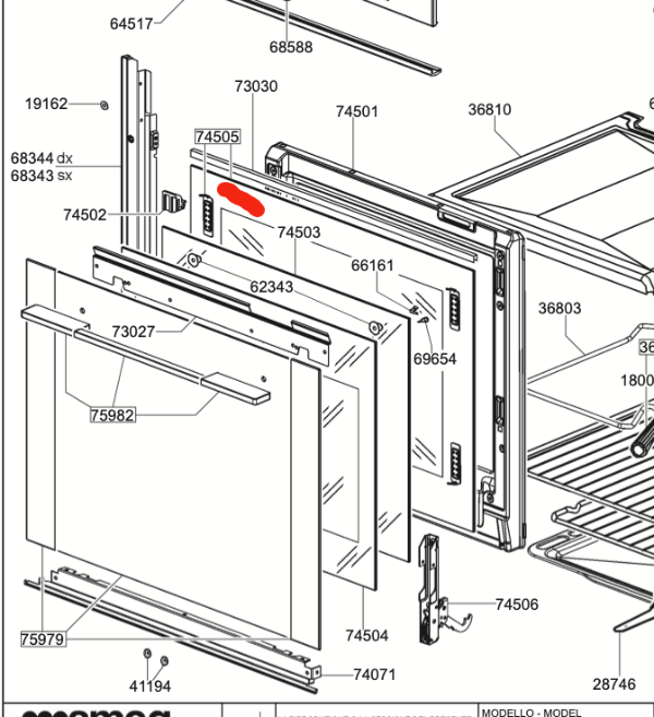 SMEG OVEN inner DOOR GLASS FOR scp112-2, SCP112NE2, SCP160X, *2124, _description(1)