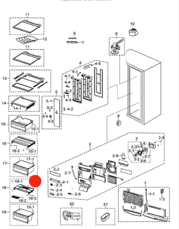 Samsung Fridge side Veggie bin low cover RSG5UCRS,_description(1)