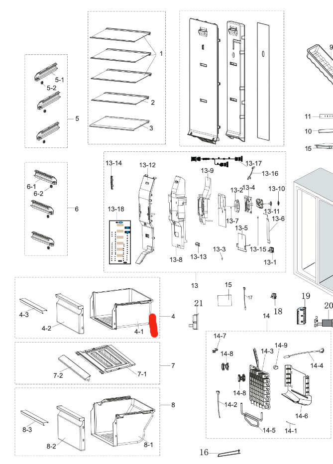 Samsung Fridge upper Drawer SRS583NLS, SRS675DSL,_description(1)