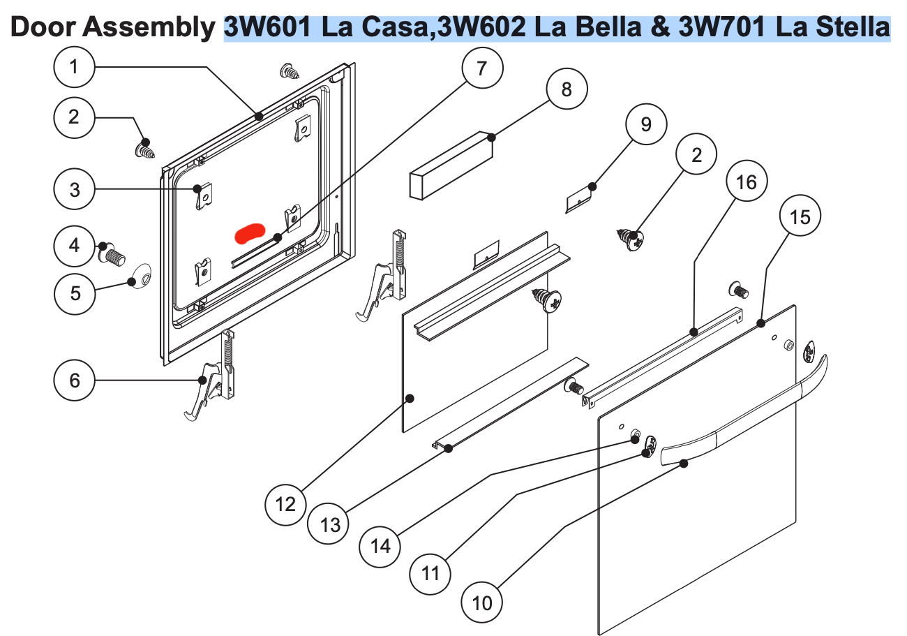 westinghouse simpson oven Main oven inner glass seal 3W601 La Casa, 3W602 La Bella & 3W701 La Stella,_description(1)