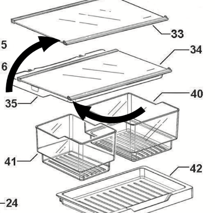 Elba Fisher Paykel fridge shelf glass Plastic corner Left side E521T, **836568_description(1)
