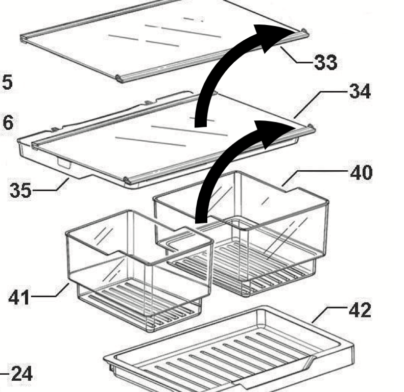 Elba Fisher Paykel fridge shelf glass Plastic corner Right side E521T,_description(1)