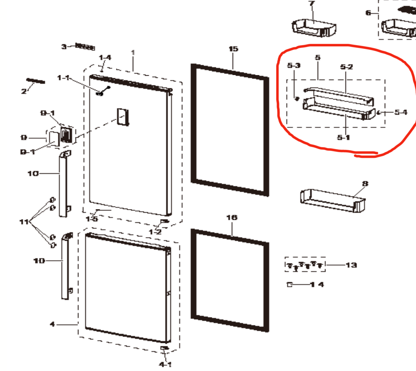 samsung fridge door Dairy shelf RB29FSRNDWWSA, RT32K5035WWSA,_description(1)