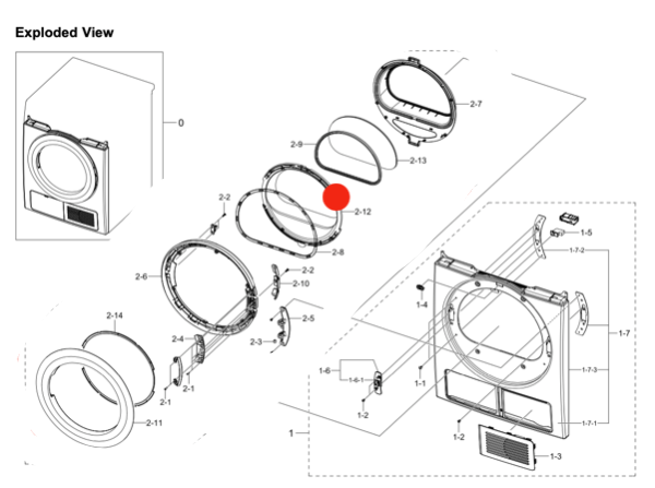 Samsung Washing Machine Cover glass door DV80H4100CW/SA, DV80H4100CWSA(Version 0000), DV80H4100CWSA(Version 0001),_description(1)