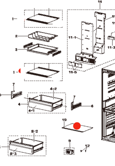 Samsung Fridge Veggie bin cover shelf srl349mw, SRL350LS , *13550A_description(1)