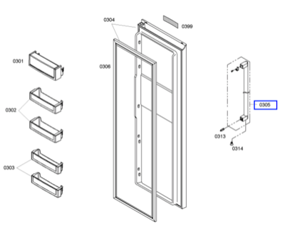 Bosch Fridge side Door handle KAN58A40AU, KAN56V40AU/06,***46165_description(1)