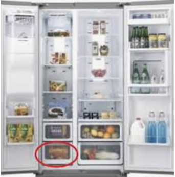 Samsung freezer side Lower Drawer SRS585HDIS, SRS611DLS, SRS610HDSs, SRS600NLS, *5046b_description(1)
