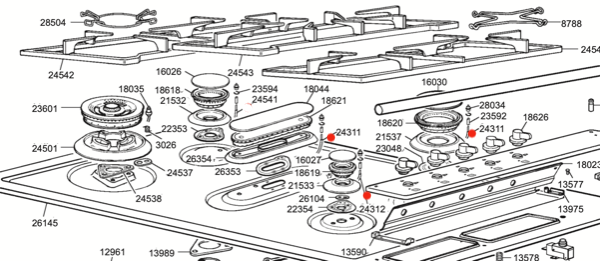 SMEG COOKTOP COOKER IGNITION ONLY wire for  Fish Burner and Rear and front  lef0t  SAR93AX, *821290255_description(1)