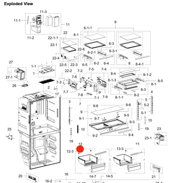 Samsung Fridge Left side veggie Bin SRF717CDBLS, *13842E_description(1)