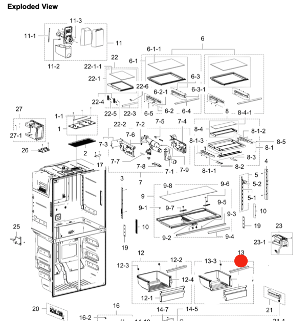 Samsung Fridge Right side veggie Bin SRF717CDBLS,   *13841E_description(1)