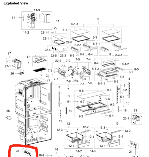 Samsung Fridge Rail for left wall veggie Bin SRF717CDBLS,_description(1)