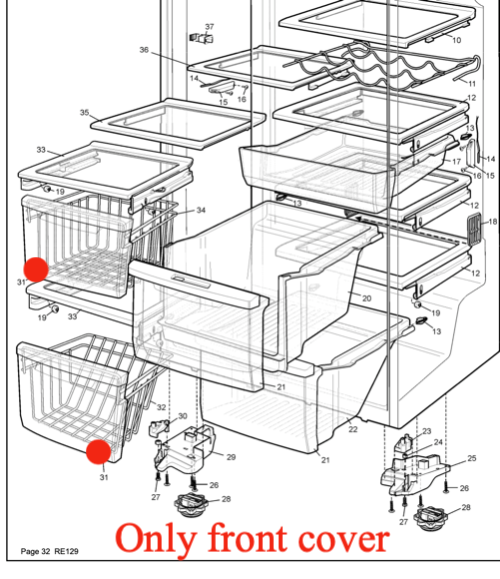 Westinghouse Electrolux Freezer bin **only FRONT** cover Upper or lower section WSE6070WA,_description(1)